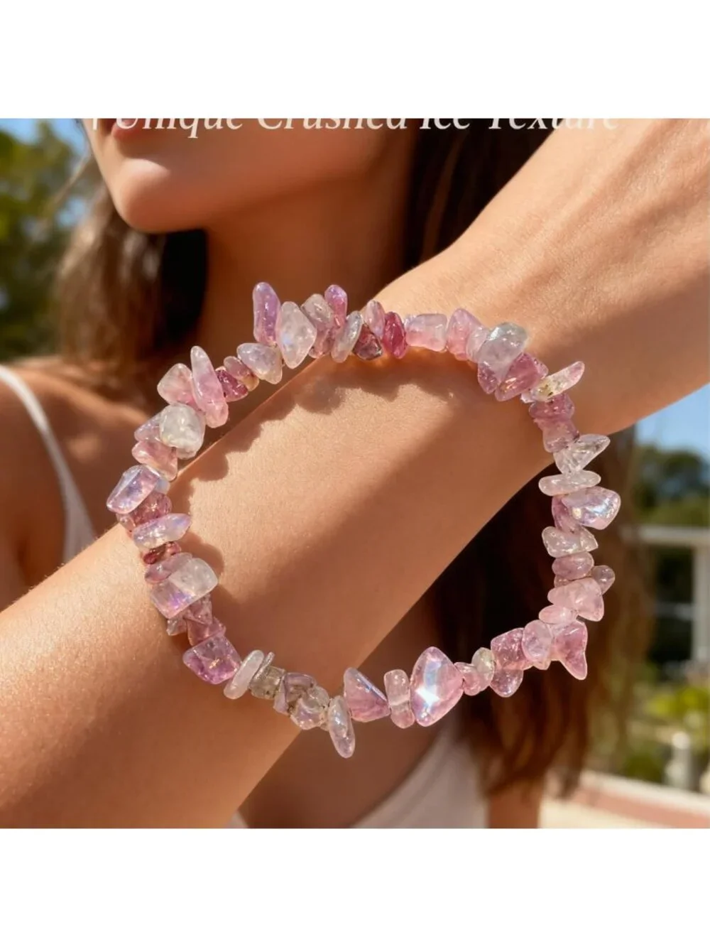 Dainty Pink Madagascar Rose Quartz Chip Bracelet | Natural Crystal Beaded